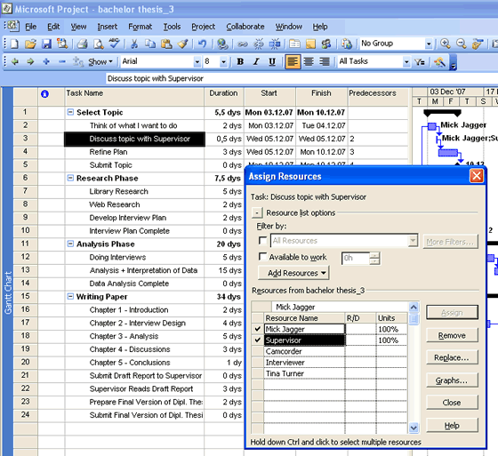 Assign several resources by keeping the Ctrl key pressed